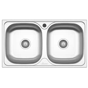 Chiuveta bucatarie SANOBI 2202 BL 78, 2 cuve, inox, argintiu