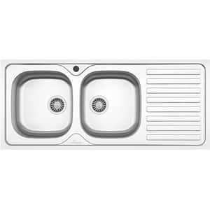 Chiuveta bucatarie SANOBI 2401 B2SM, 2 cuve, picurator dreapta, inox, argintiu