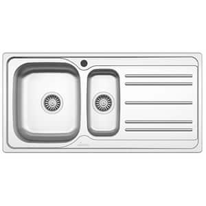 Chiuveta bucatarie SANOBI 2511 B1-1/2SL, 1 1/2 cuve cuve, picurator dreapta, inox, argintiu