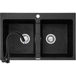 Pachet chiuveta PYRAMIS Altexia Bowls, compozit granit + baterie, negru