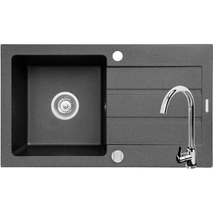 Pachet chiuveta PYRAMIS Altexia Smart Duo, 1 cuva, picurator reversibil, compozit granit + baterie, negru