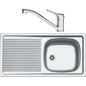 Pachet chiuveta FRANKE ESN 611-86, 1 cuva, picurator stanga, inox + baterie Basic Crom, inox