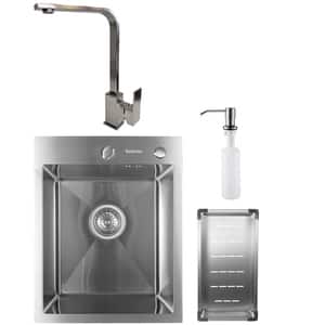 Pachet chiuveta SANDONNA HD4050, 1 cuva, inox + baterie + picurator + dozator sapun, gri metalic