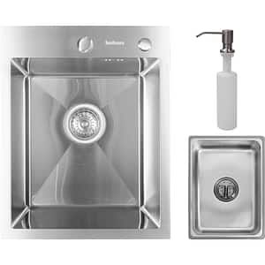 Pachet chiuveta bucatarie SANDONNA HD4050, 1 cuva, inox + picurator + dozator sapun, gri