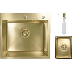 Pachet chiuveta bucatarie SANDONNA HD5550, 1 cuva, inox + picurator + dozator sapun, auriu