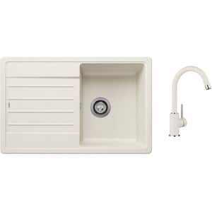 Pachet chiuveta bucatarie BLANCO Legra 45 S, 1 cuva, picurator reversibil, compozit granit + baterie Mida, alb