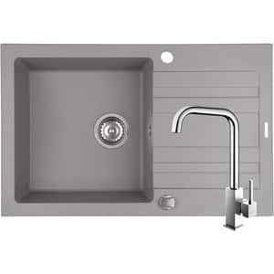 Pachet chiuveta PYRAMIS Altexia Modern 79, 1 cuva, picurator reversibil, compozit granit + baterie, gri