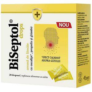 Supliment alimentar Biseptol, aroma de lamaie, 20 dropsuri, DACIA PLANT