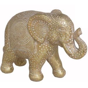 Statueta decorativa Elefant Nupur, rasina, 20 x 11 x 28, auriu