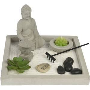 Suport lumanare Buddha Zen Garden, 20 x 20 x 13 cm, multicolor