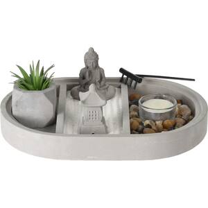 Suport lumanare Buddha Zen Garden, 25 x 17 x 9 cm, lumanare pastila, multicolor