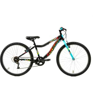 Bicicleta copii DHS Plasma, roata 24", frana V-brake, negru-roz