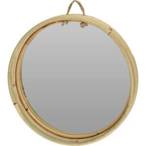 Oglinda decorativa KI, D 30 cm, maro deschis