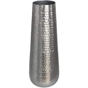 Vaza decorativa DECOR B137209, metal, 13 x 13 x 35 cm, argintiu