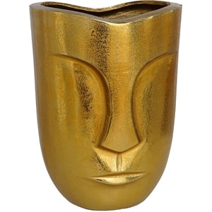 Vaza decorativa DECOR Face, metal, 22 x 18 x 30 cm, auriu