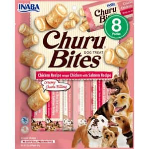 Recompense pentru caini INABA Churu Bites, Pui si Somon, 8 x 12g