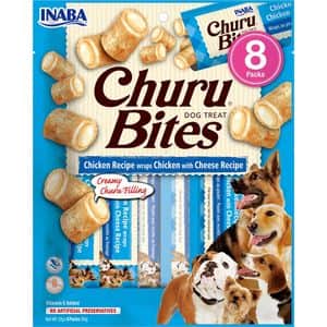 Recompense pentru caini INABA Churu Bites, Pui si Branza, 8 x 12g