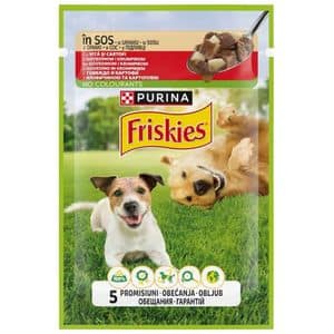 Hrana umeda pentru caini FRISKIES, Adult, Vita si cartofi in sos, 26 x 85g