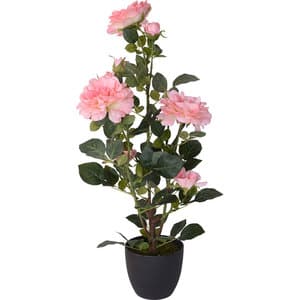 Floare artificiala, trandafir, roz, H 70 cm