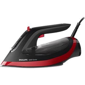 Fier de calcat PHILIPS Seria 6000 DST6130/40, 2800W, 220g/min, 220ml, talpa SteamGlide Plus, negru-rosu