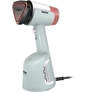 Aparat de calcat vertical cu abur Tefal AeroSteam DT9814F0, 1400W, 90g/min, 100ml, talpa ceramica, alb-roz