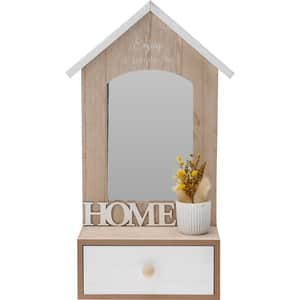 Decoratiune perete HZ2004480, 17 x 9 x 30 cm, lemn, maro-alb