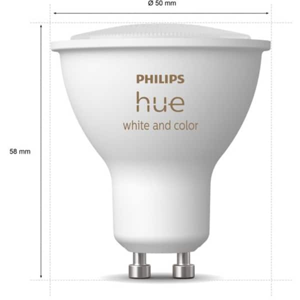 Bec LED Smart PHILIPS Hue 8719514339880, GU10, 5W, 350lm, Bluetooth, lumina variabila, compatibil Hue