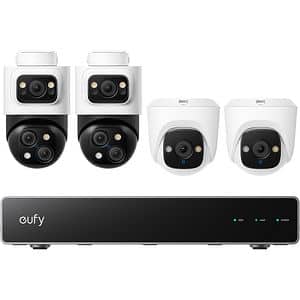 Kit supraveghere video EUFYCAM S4, 4 camere, 4K Ultra HD, 16 canale, alb