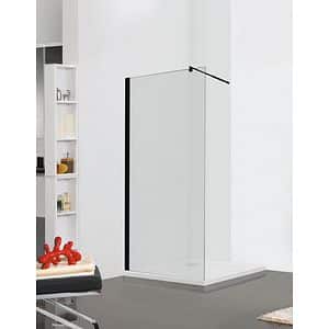 Paravan dus walk-in, aluminiu si sticla, negru mat, 100 x 195 cm