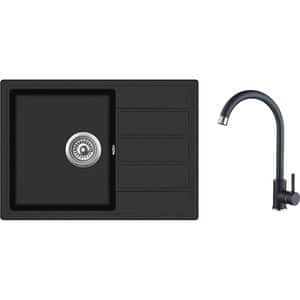 Pachet chiuveta EVIDO ECO2BSETM, 1 cuva, picurator reversibil, compozit granit + baterie, negru