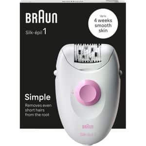 Epilator BRAUN Silk-epil 1 SE1-010, 20 pensete, 1 viteza, retea, alb-roz