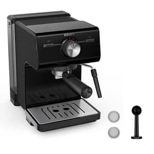 Espressor manual KRUPS Authentic XP381810, 2l, 15 bar, sistem Cappuccino, negru-argintiu