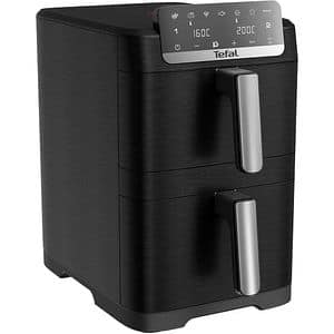 Friteuza cu aer cald dubla TEFAL Easy Fry Crispy Stack EY7568E0, 2.3kg, 10l, 2700W, negru