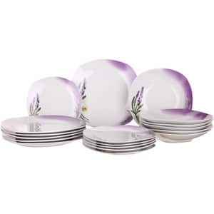 Set masa BANQUET Lavanda, 18 piese, ceramica, alb