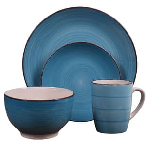 Set de masa SIAKI Q88000070, 16 piese, ceramica, albastru