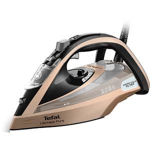 Fier de calcat TEFAL Ultimate Pure FV9852E0, 3200W, 300g/min, 350ml, talpa Durilium AirGlide AutoClean, auriu-negru