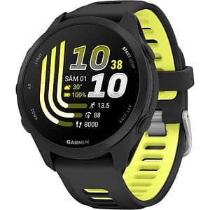 Smartwatch GARMIN Forerunner 170, 43mm, GPS, AMOLED, Android/iOS, silicon, Black/Amp Yellow