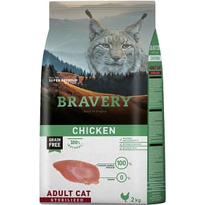 Hrana uscata pentru pisici BRAVERY Sterilized, Adult, Pui, 2 kg