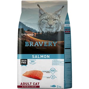 Hrana uscata pentru pisici BRAVERY Sterilized, Adult, Somon, 2 kg