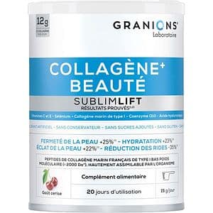 Supliment Collagene+ Beaute SublimLift - Colagen marin tip I, Acid Hialuronic si Coenzima Q10, 300 pudra cu aroma de cirese, GRANIONS
