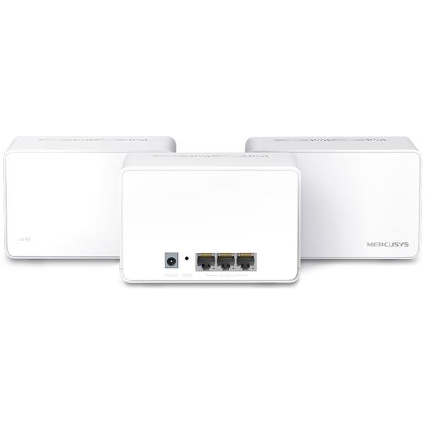 Sistem Wi-Fi Mesh MERCUSYS Halo H80X AX3000, Wi-Fi 6, Dual-Band 574 + 2402 Mbps, 3 buc, alb