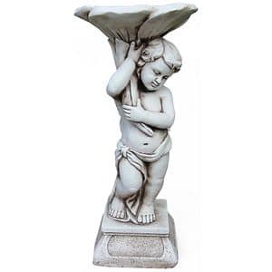 Decoratiune gradina Baiat, fiberclay, 30 x 30 x 67 cm, alb