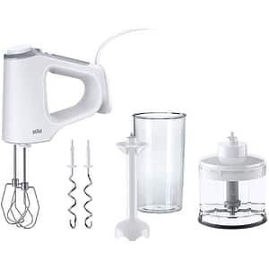 Mixer de mana BRAUN MultiMix 3 HM3235WH, 0.5l, 550W, 5 trepte viteza, alb-gri