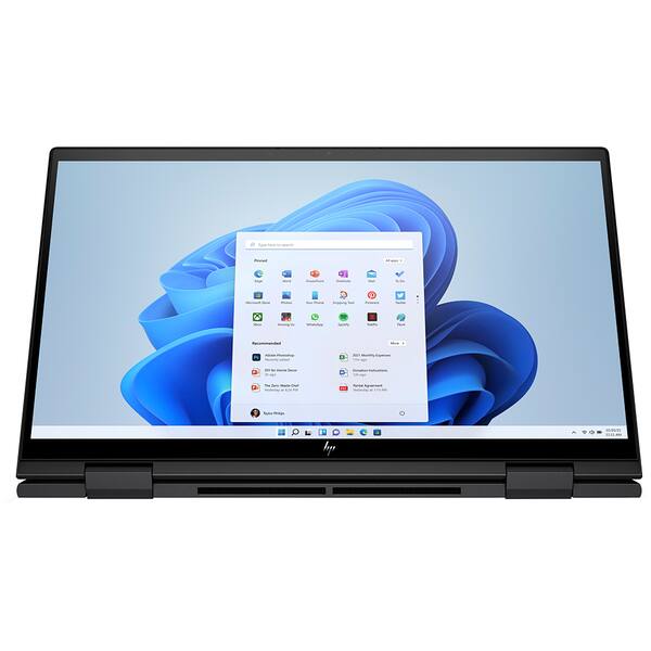 Laptop 2 in 1 HP Envy x360 15-ew0010nn, Intel Core i7-1260P pana la 4.7GHz, 15.6" QHD Touch, 16GB, SSD 1TB, Intel Iris Xe Graphics, Windows 11 Home, negru