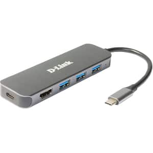 Hub USB D-LINK DUB-2333, 5 in 1, USB 3.0, HDMI, USB-C, negru