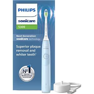 Periuta de dinti electrica PHILIPS Sonicare 5300 HX7106/01, 62000 miscari/min, 1 program, 1 capat, albastru deschis