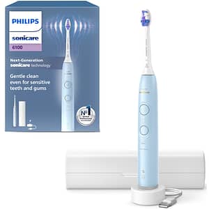 Periuta de dinti electrica PHILIPS Sonicare 6100 HX7406/02, 62000 miscari/min, 2 programe, 1 capat, albastru deschis