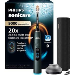 Periuta de dinti electrica PHILIPS Sonicare 9000 Diamond Clean HX9212/84, 62000 miscari/min, 4 programe, 1 capat, verde