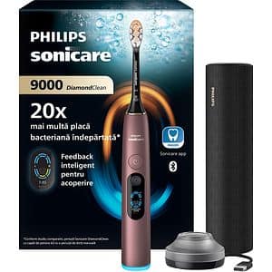 Periuta de dinti electrica PHILIPS Sonicare 9000 Diamond Clean HX9212/85, 62000 miscari/min, 4 program, 1 capat, roz
