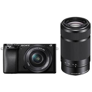 Aparat foto mirrorless SONY Alpha ILCE-6100AXB, 24.2MP, 4K, Wi-Fi, negru + Obiective SEL55210 si SELP16502